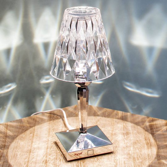 Deko-LED-bordslampa Battery med IP54, förkromad