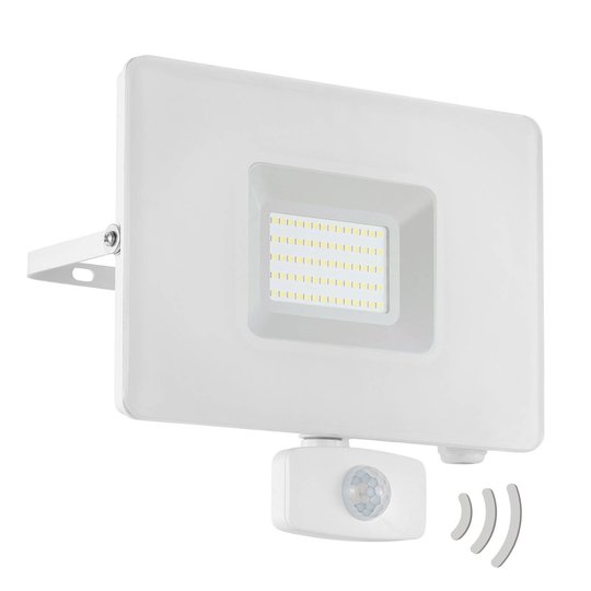 Utomhus LED-spot Faedo 3 med sensor, vit, 50 W