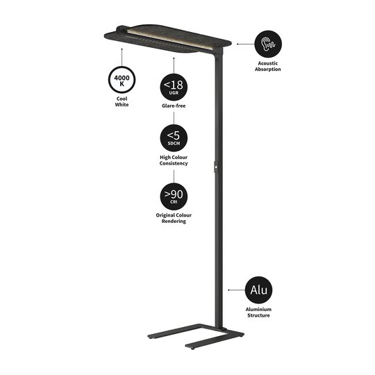 Arcchio Ameir LED-golvlampa till kontor, filt grå