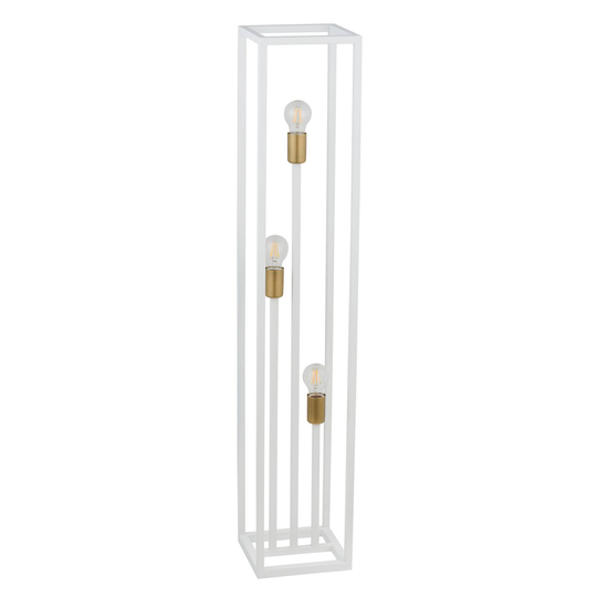 Golvlampa Aramis, 3 lampor, vit/guld