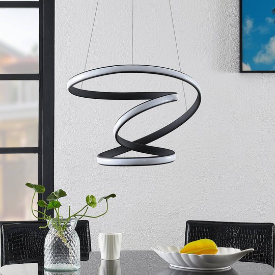 Lucande Sakina LED-hänglampa sandsvart Ø 48 cm
