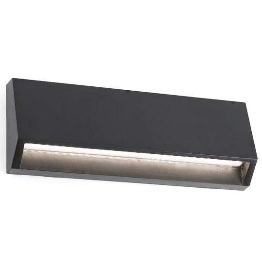 Kantig LED-utomhusvägglampa Must - 21,7 cm