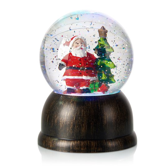 LED-snöboll Max med tomte, brons