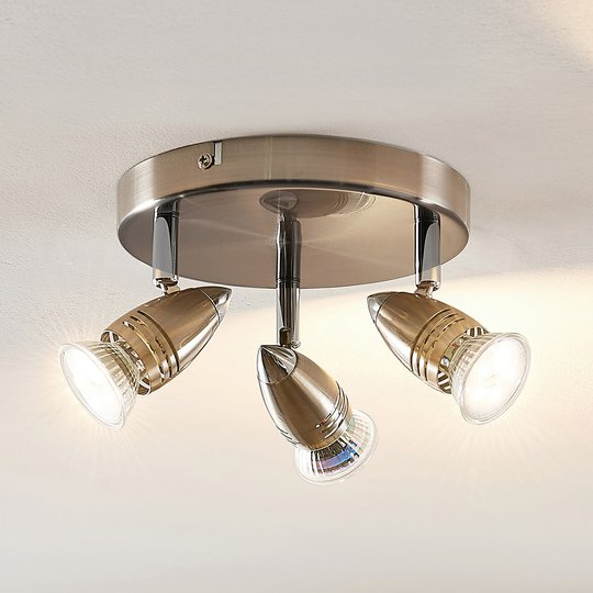 ELC Kalean LED-takspotlight, nickel, 3 lampor