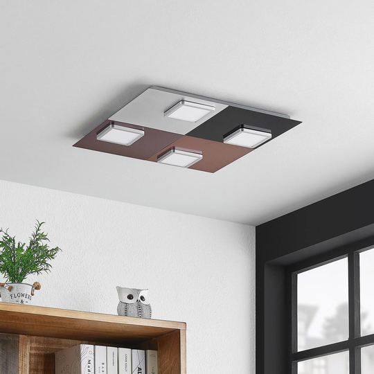 Lindby Upari LED-vägglampa, 4 lampor, kvadratisk