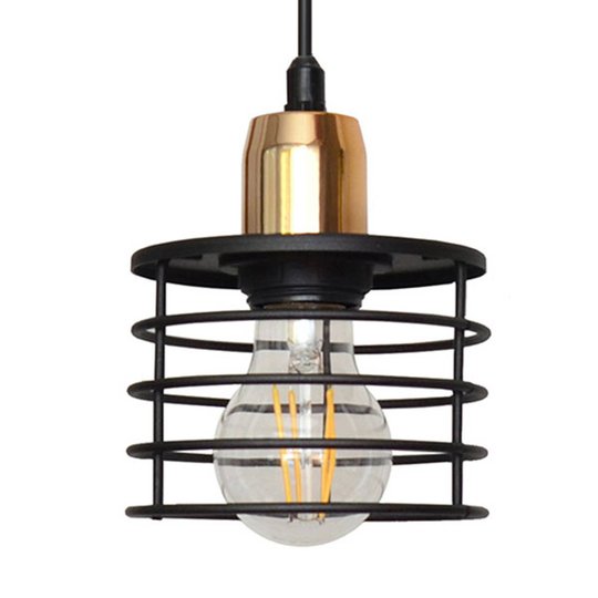 Hänglampa Edison i svart/koppar, 1 lampa