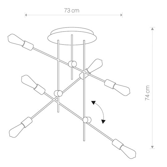 Hänglampa Axis rund med leder, 6 lampor