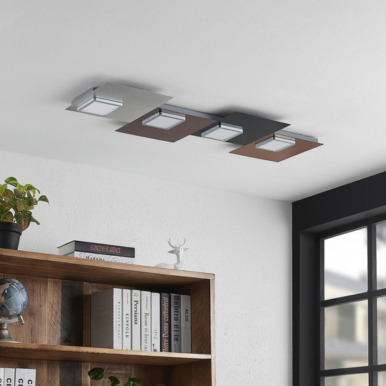 Lindby Upari LED-vägglampa, 4 lampor, lång