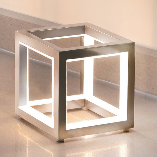 Delux - LED-bordslampa i kubform, aluminium, 12 cm