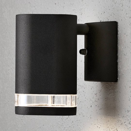 Utomhusvägglampa Modena med skåra, 1 lampa, svart