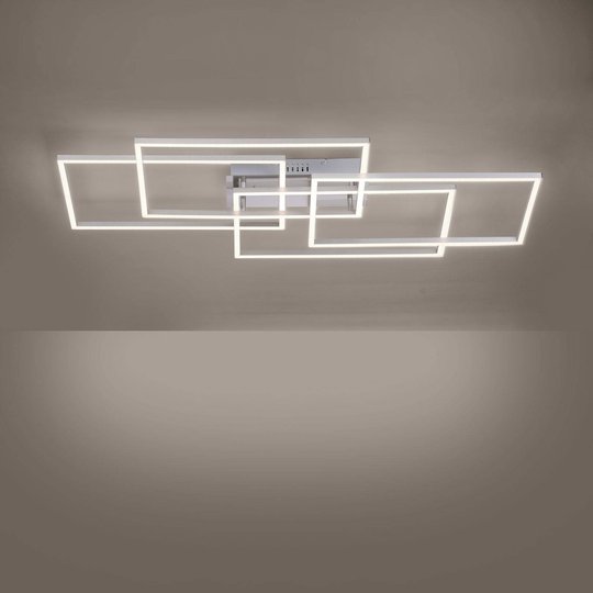 LED-taklampa Iven, stål, 4 lampor, kvadrat