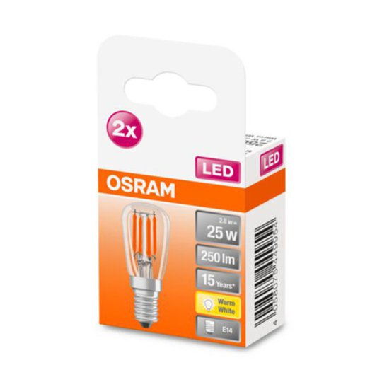 OSRAM LED-lampa E14 T26 2,8 W 2 700 K klar 2-pack