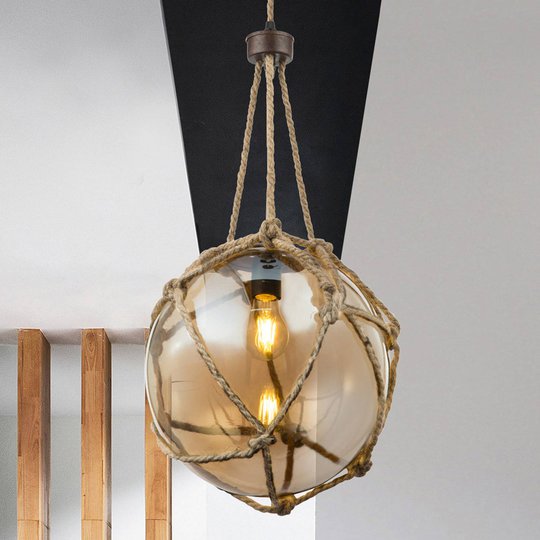 Glashänglampa Tiko med nät rostfärgad Ø 30 cm