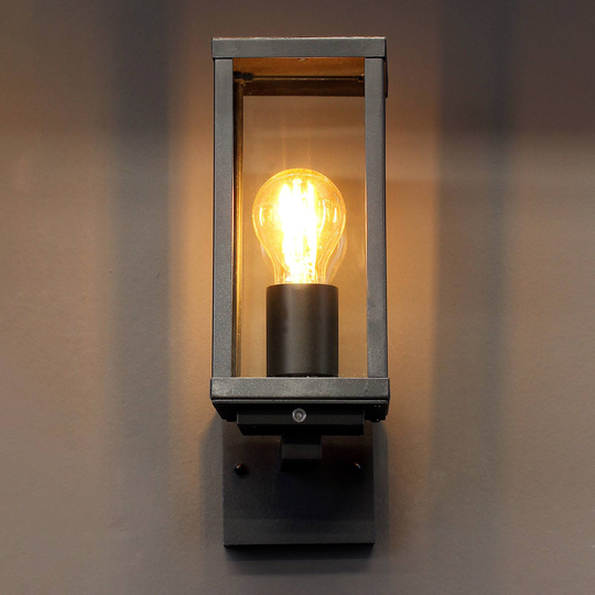 Utomhusvägglampa Karo, svart, skymningssensor