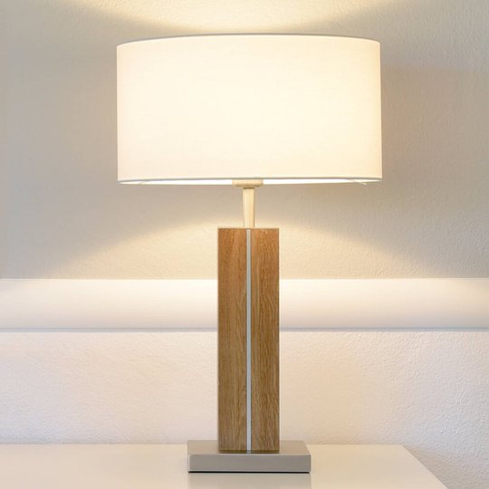 HerzBlut Dana bordslampa, ek oljad höjd 56 cm