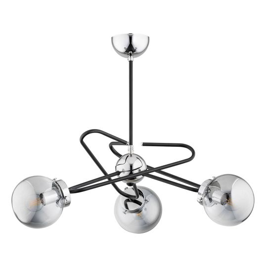 Taklampa Sagard, 3 lampor, silver/svart