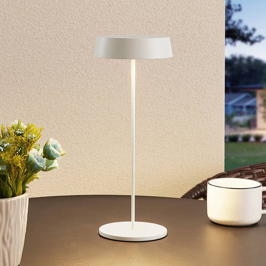 Lucande Tibia LED-bordslampa, USB, vit