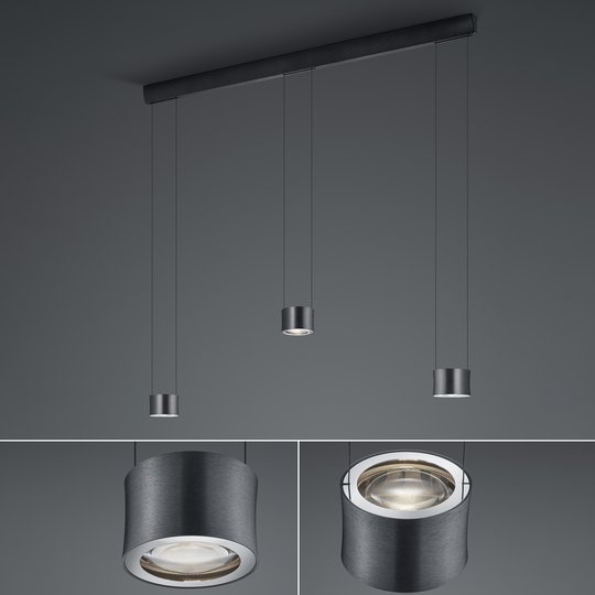 BANKAMP Impulse LED-hänglampa 3 lampor antracit