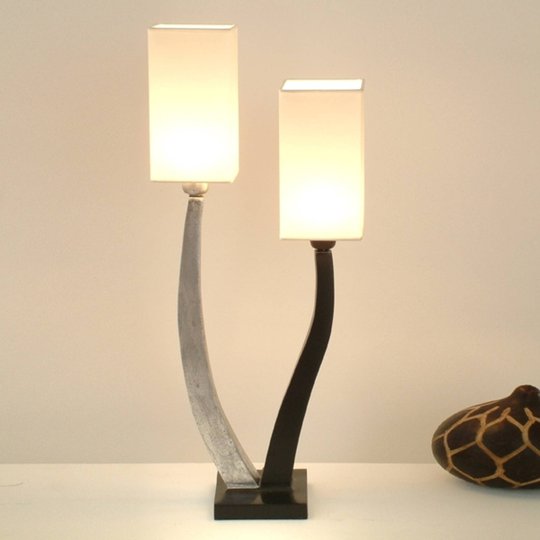 Elegant bordslampa QUADRANGOLARE - silver, 2 ljus