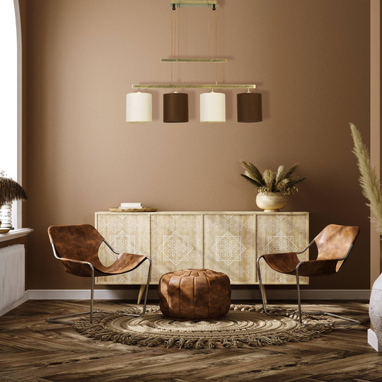 Hänglampa Tilde, textilskärmar 4 lampor brun/beige