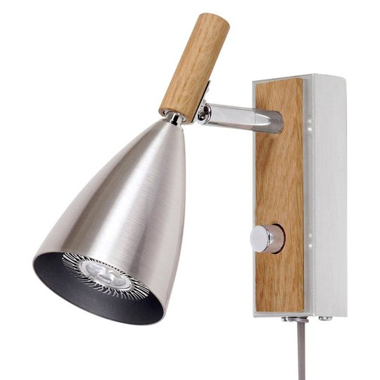 Vägglampa Frank 2.0 LED, alum/ek