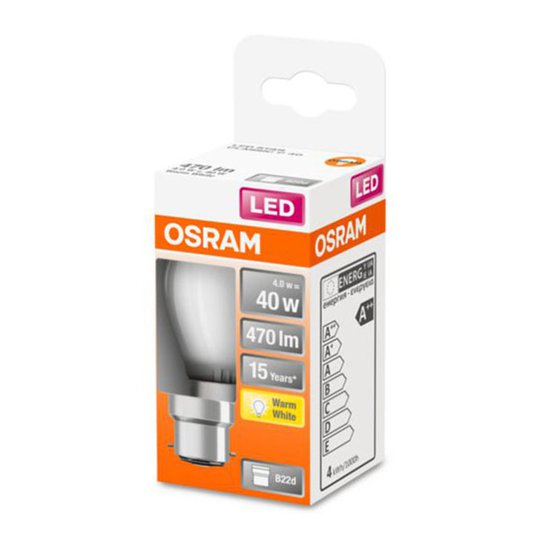 OSRAM LED-dropplampa B22d 4 W 2 700 K matt