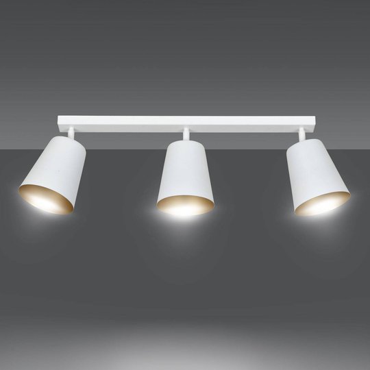 Takspotlight Prism av stål, 3 lampor, vit/guld