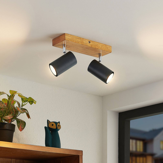 Lindby Maniva takspotlight, 2 lampor svart