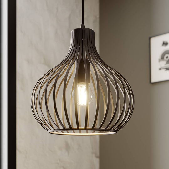 Lindby Frances hänglampa, brun, 1 lampa, Ø 28 cm