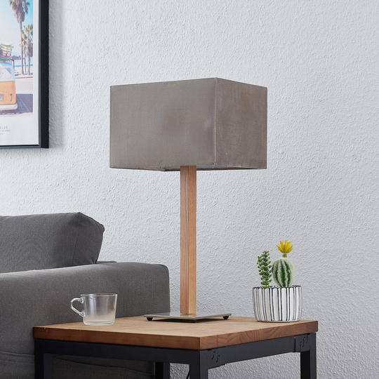 Lucande Heily bordslampa, kantig, grå
