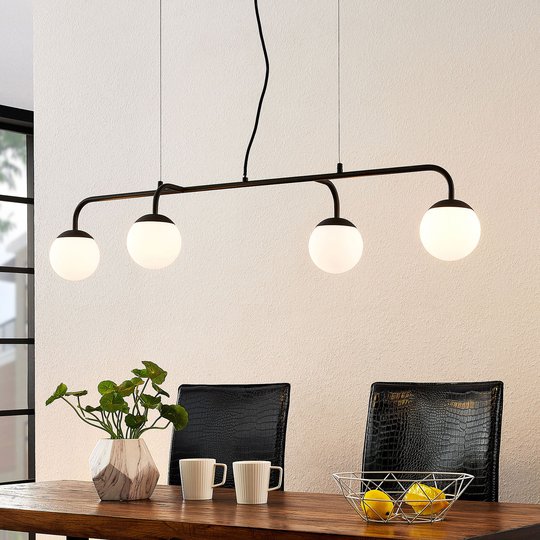 Lucande Rama LED-hänglampa med glasskärmar