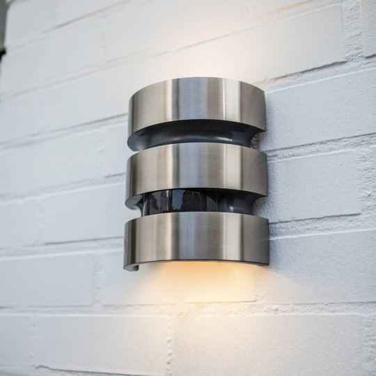 LED-utomhusvägglampa i rostfritt stål Maya sensor
