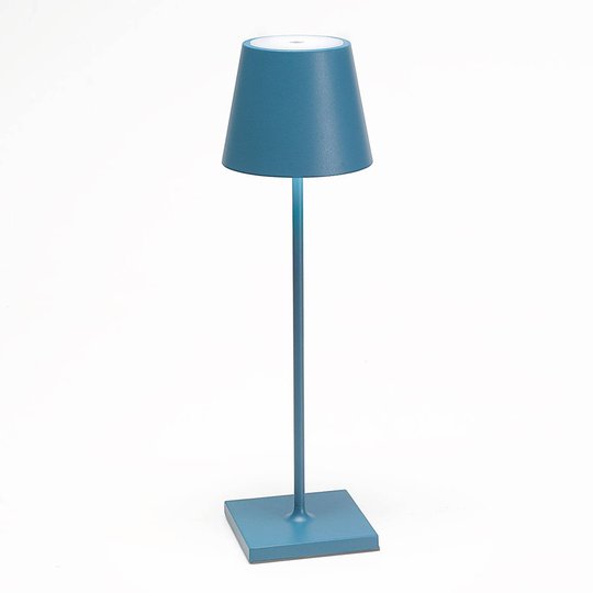 LED-bordslampa Poldina, batteri, portabel, blå