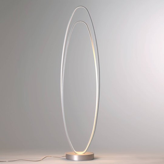 Elliptiskt formad LED-golvlampa Flair, aluminium