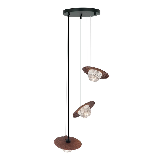 Pendellampa Carmen, 3 lampor, kaffe
