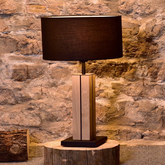HerzBlut Dana bordslampa ek natur, svart 56 cm