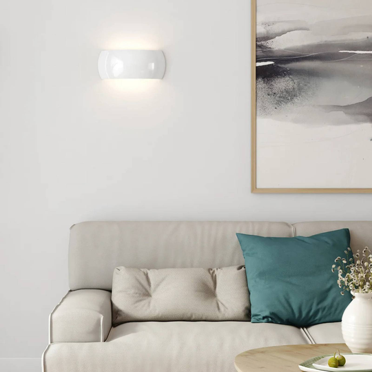 Astro Milo 300 vägglampa, keramik, vit blänkande