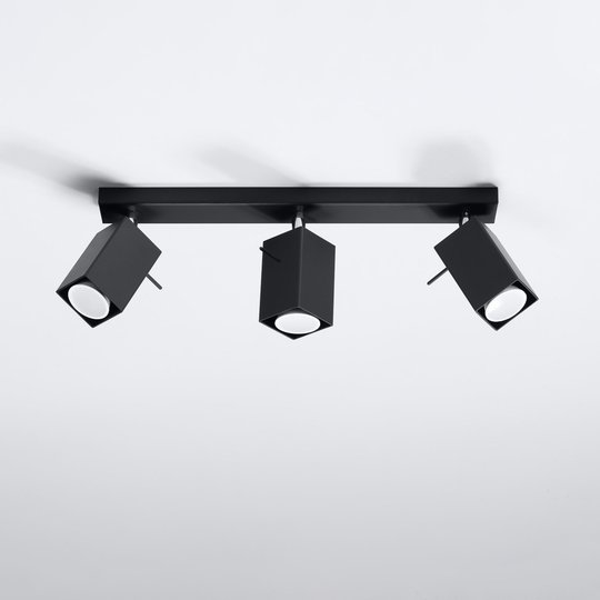 Takspotlight Square, svart, 3 lampor