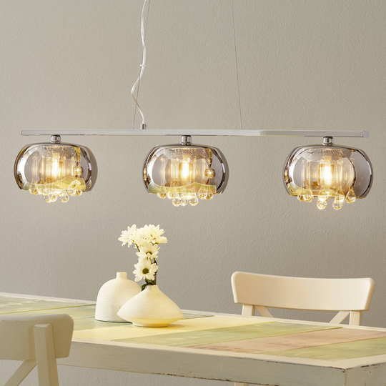 LED-hänglampa Argos med kristaller, 3 lampor