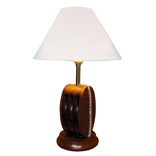 Bordslampa Ahoi med trä, höjd 52 cm