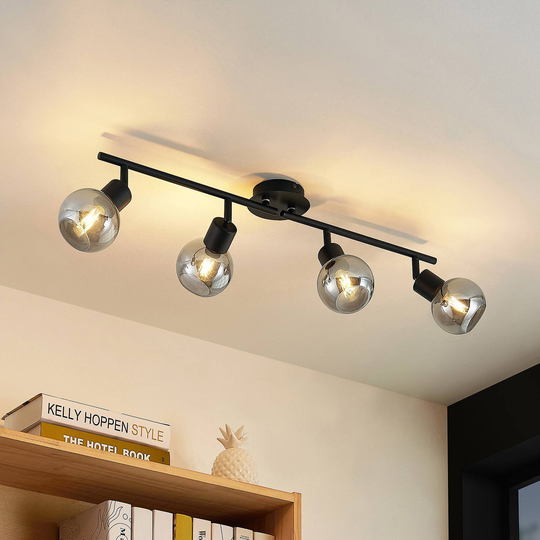 Lindby Eridia takspotlight, svart, 4 lampor