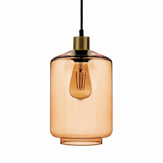 Hänglampa Tube med glasskärm ljusbrun Ø 17 cm
