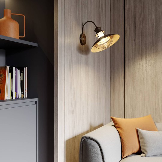 Lantlig vägglampa Lousianne i rostbrunt