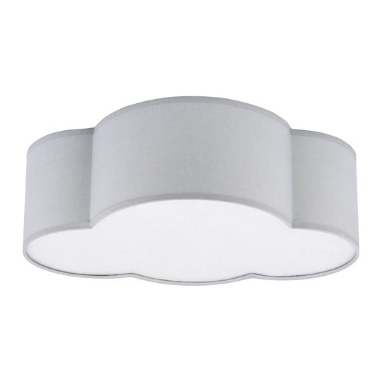 Taklampa Cloud av textil, längd 41 cm, grå