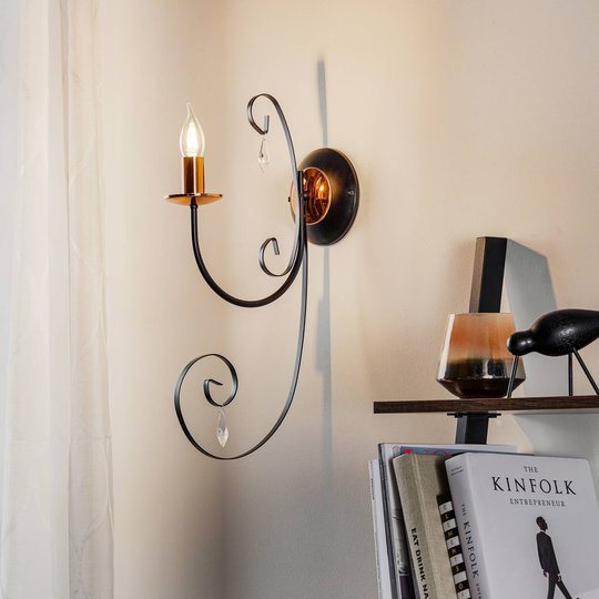 Vägglampa Foreman K1, svart koppar