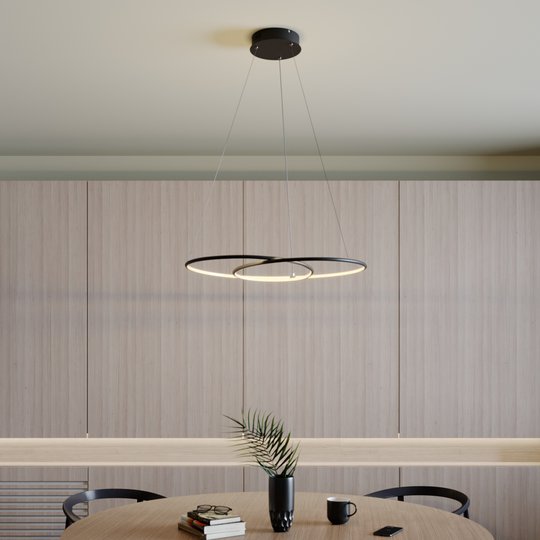 Lindby Lucy LED-hänglampa, 70 cm, matt svart