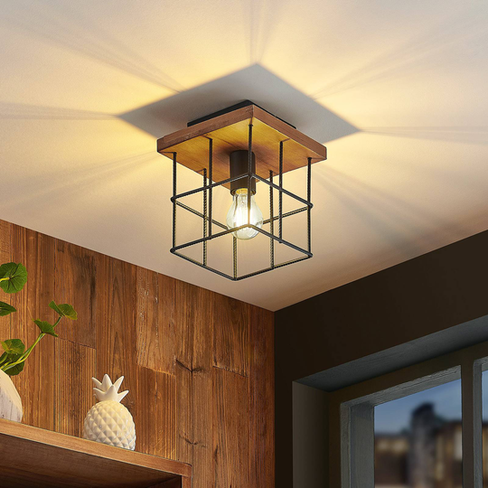 Lindby Mireille burtaklampa med trä, 1 lampa