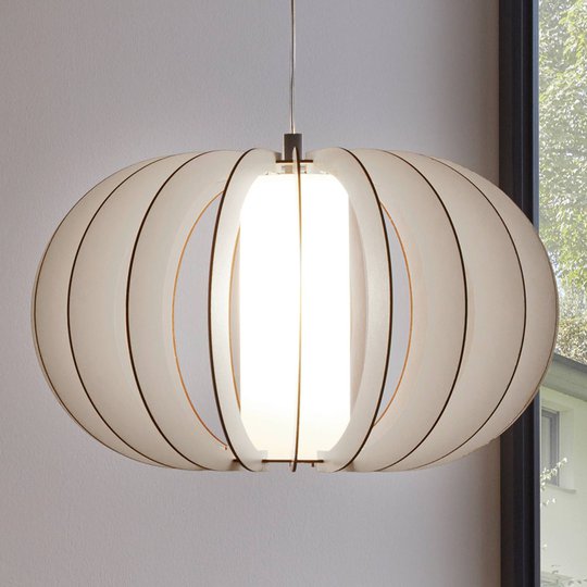 Vit taklampa Stallato med träskärm, 50 cm