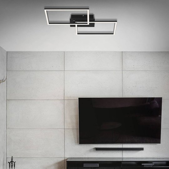LED-taklampa Frame CCT, svart, 50 x 39 cm
