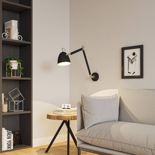 Lucande Nordin vägglampa svart/guld, utdragbar